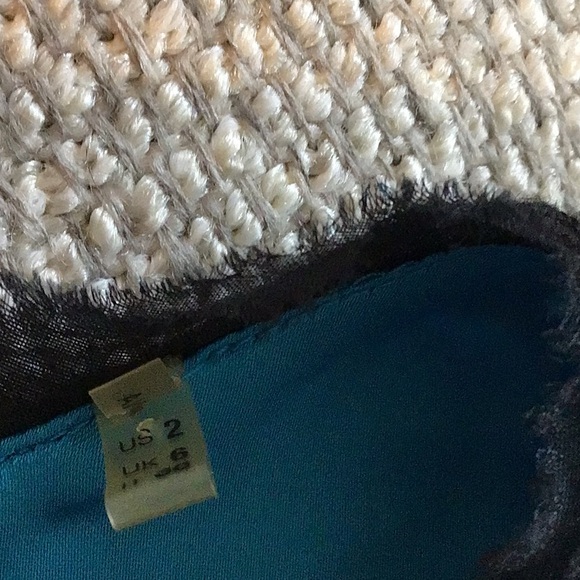 Elie Tahari fit and flare back zip dress, black over aqua, size 2 - Picture 13 of 13